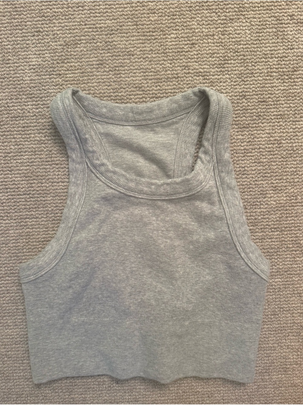 ALO Gray Ribbed Tank Crop Top